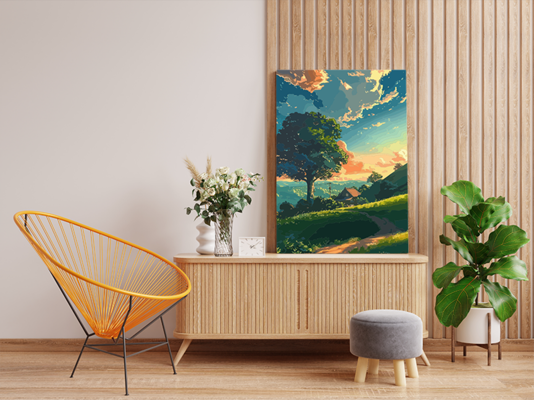 Sunset Countryside Landscape Paint by Numbers Kit - Image 2