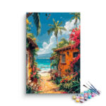 Tropical Seaside Cottages Paint by Numbers Kit