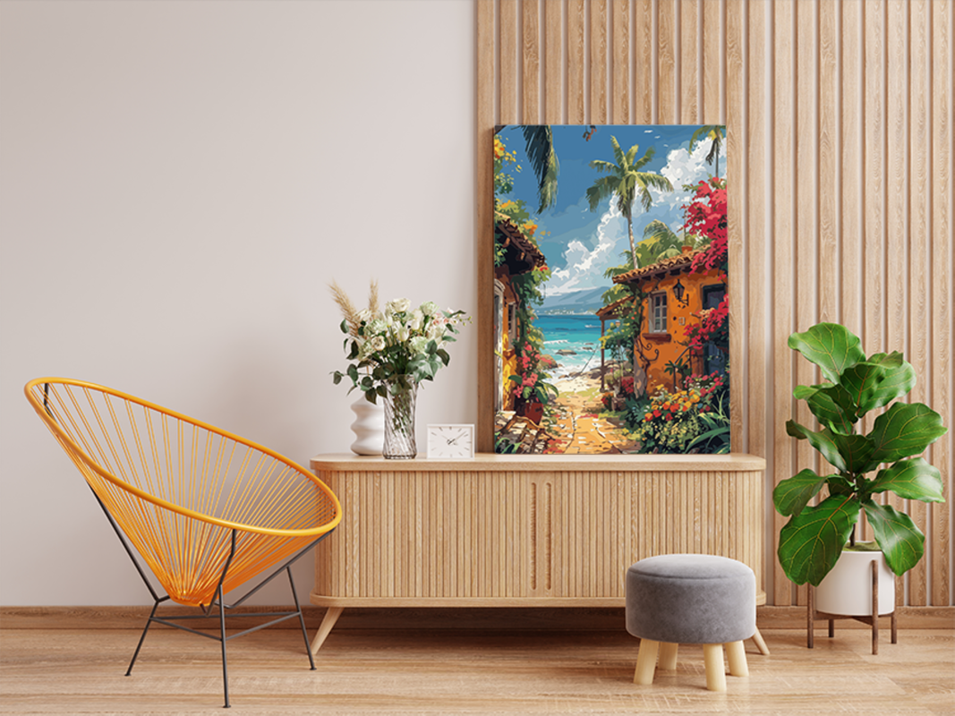 Tropical Seaside Cottages Paint by Numbers Kit - Image 2