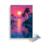 Tropical Sunset Waterfront Paint by Numbers Kit