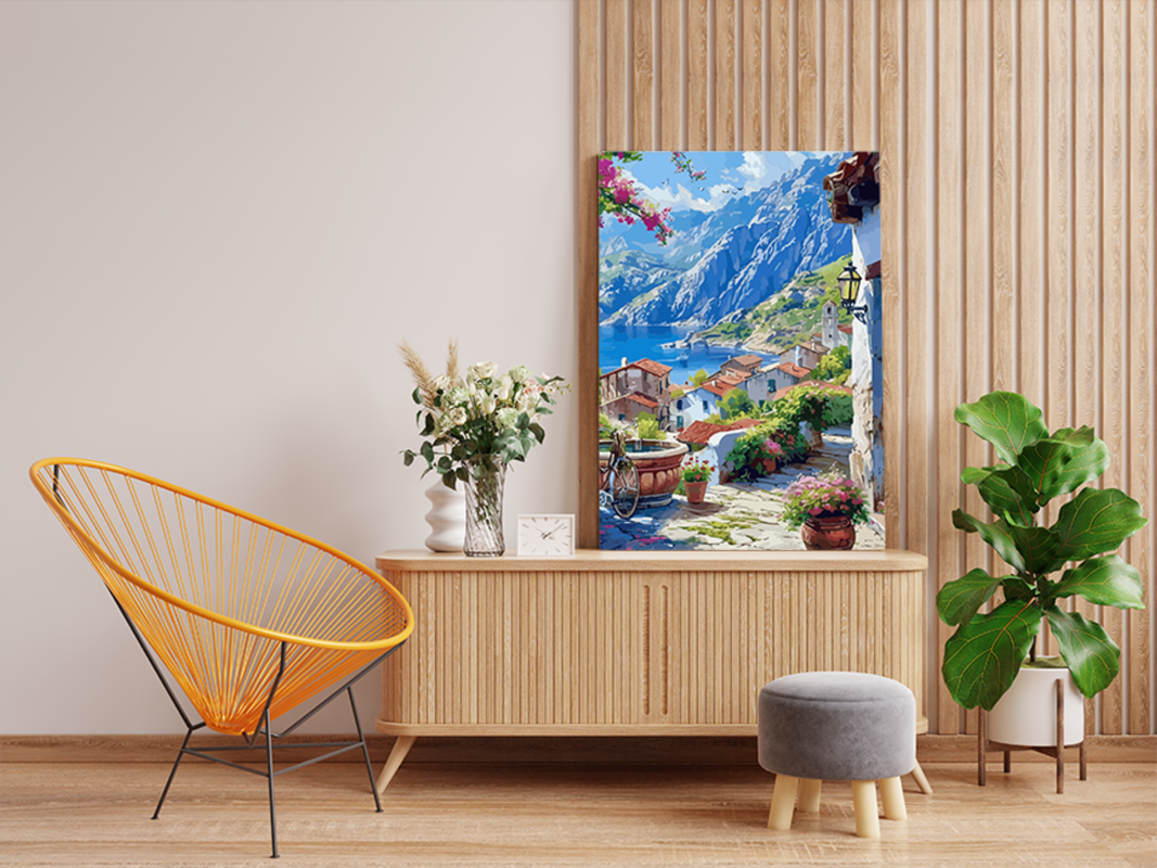 Seaside Mediterranean Village Nature Paint by Numbers Kit - Image 2