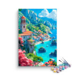 Cliffside Mediterranean Village Paint by Numbers Kit