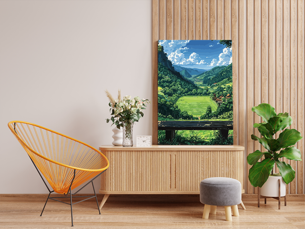 Valley Soccer Field Landscape Paint by Numbers Kit - Image 2