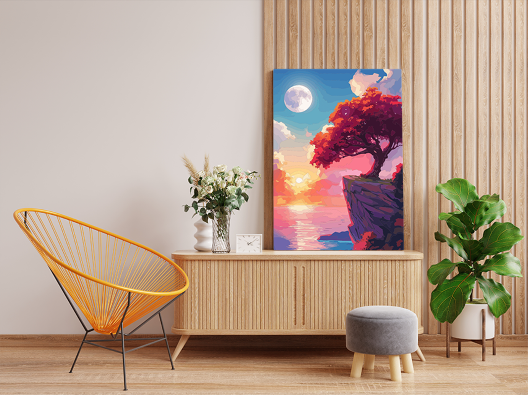 Moonlit Sunset Cliff Paint by Numbers Kit - Image 2