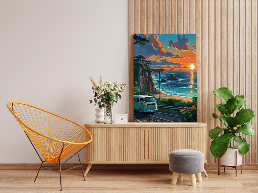 Coastal Sunset Road Trip Paint by Numbers Kit - Image 2