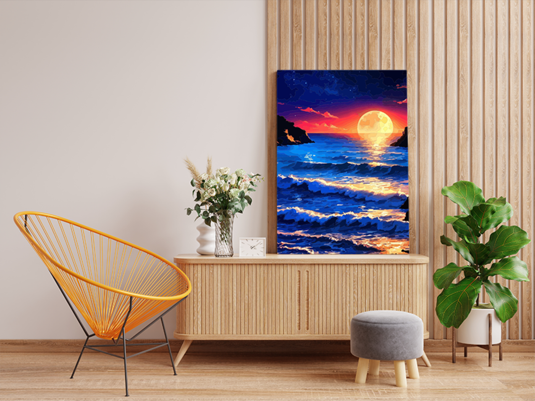 Moonlit Ocean Waves Paint by Numbers Kit - Image 2