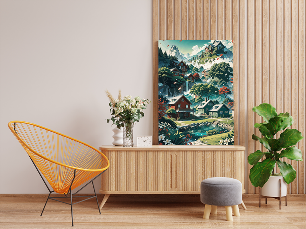 Charming Mountain Village Paint by Numbers Kit - Image 2