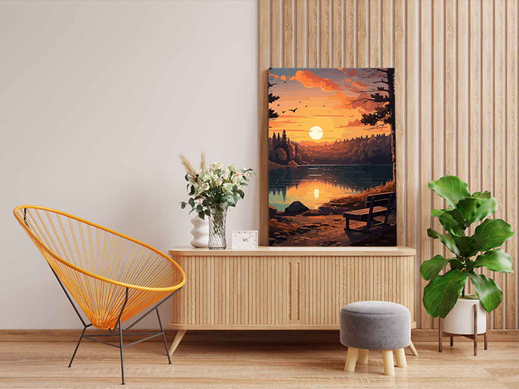 Sunset Serenity by the Lake Paint by Numbers Kit - Image 2