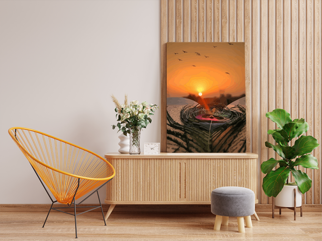 Peacock Feather Sunset Paint by Numbers Kit - Image 2