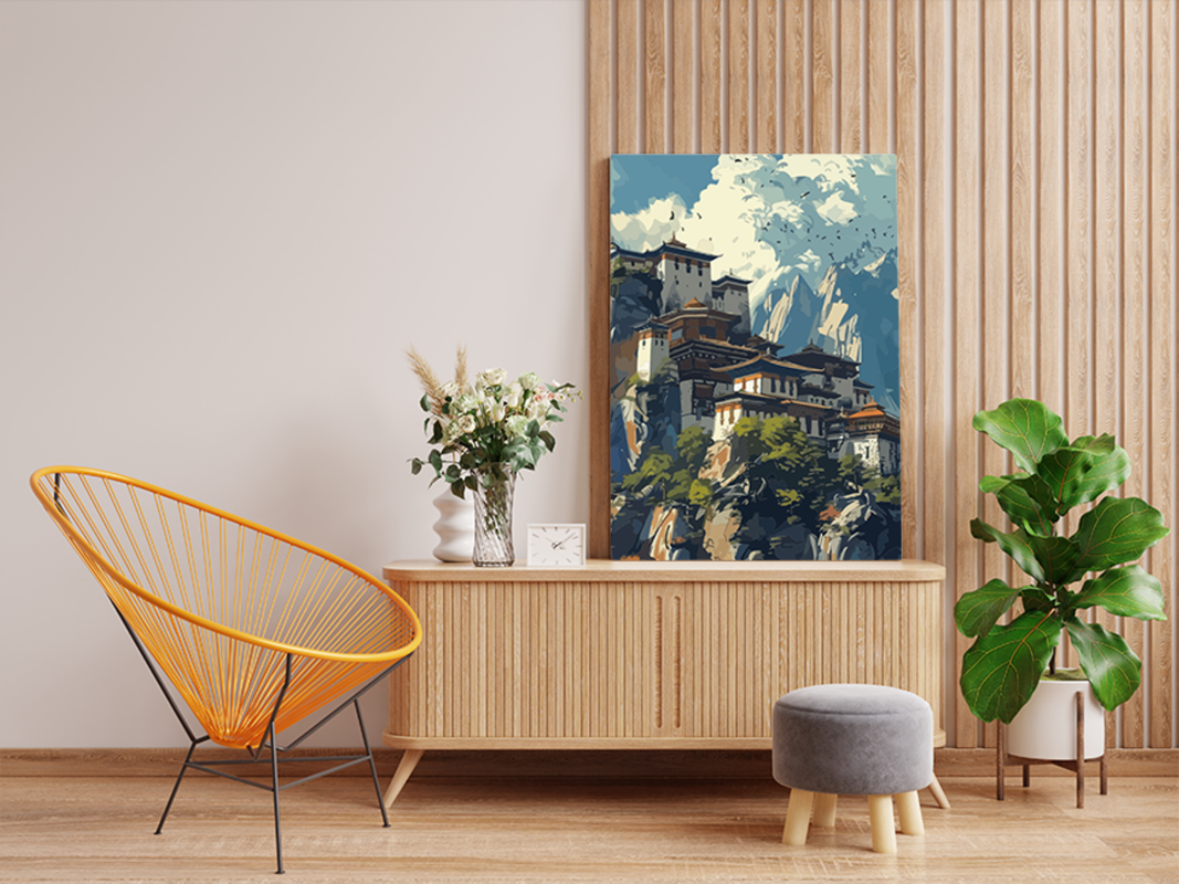 Mountain Monastery Paint by Numbers Kit - Image 2