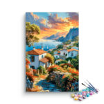 Sunset Over Mediterranean Village Paint by Numbers Kit