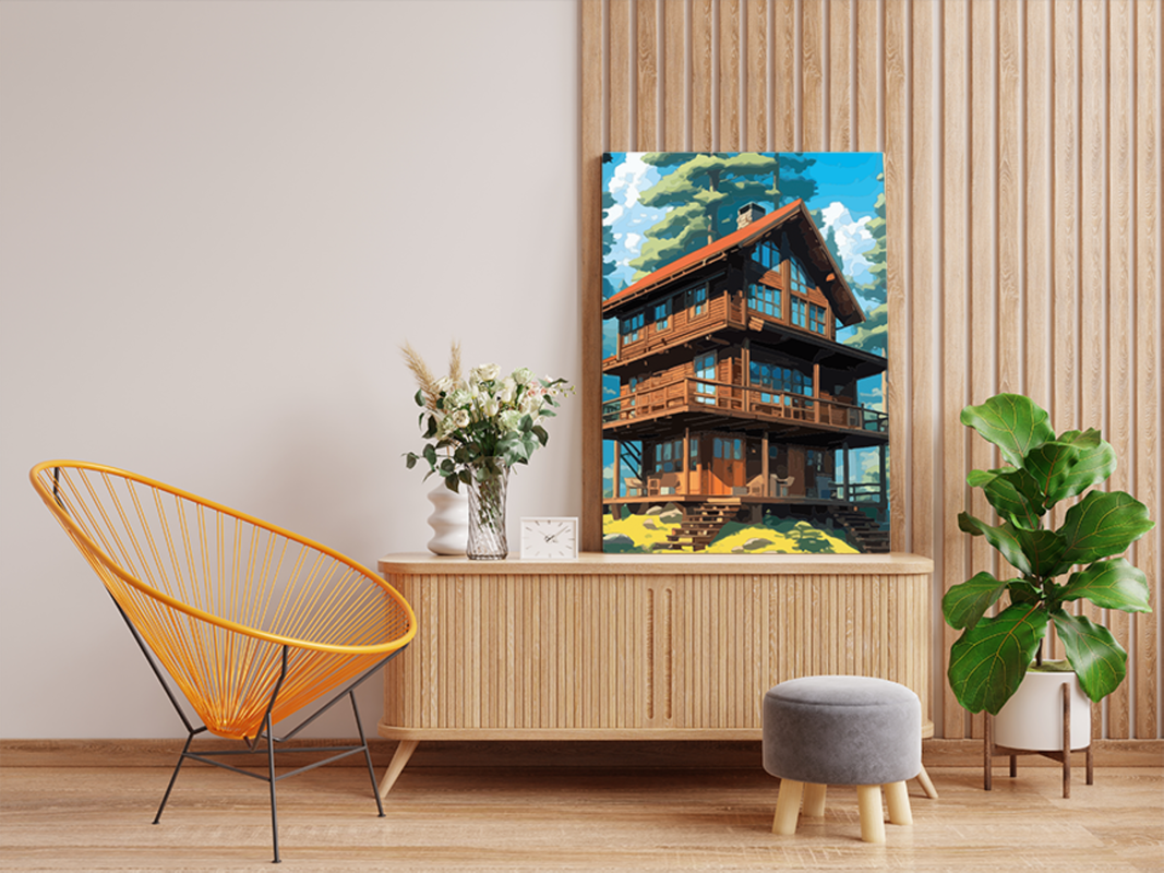 Woodland Cabin Retreat: Rustic Lodge Paint by Numbers Kit - Image 2