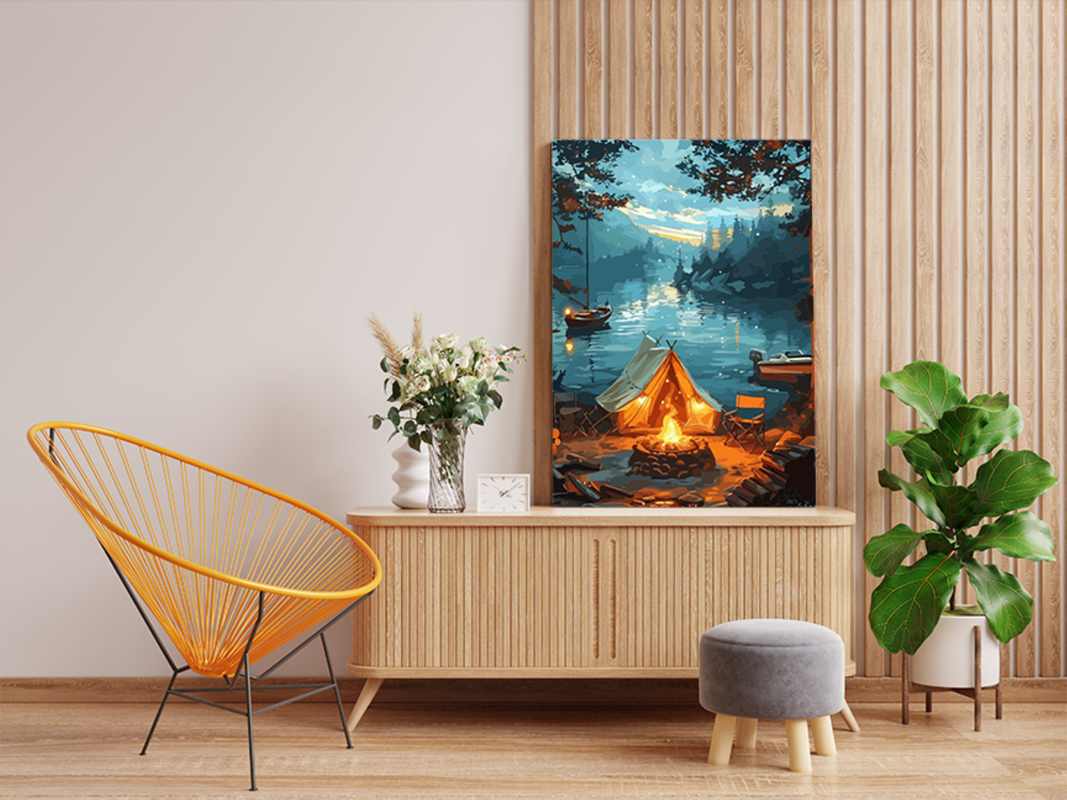 Lakeside Campfire Escape Paint by Numbers Kit - Image 2