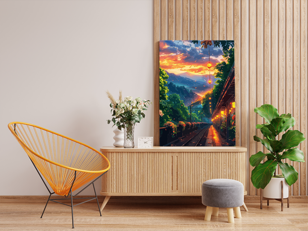 Evening Lantern Railway Paint by Numbers Kit - Image 2