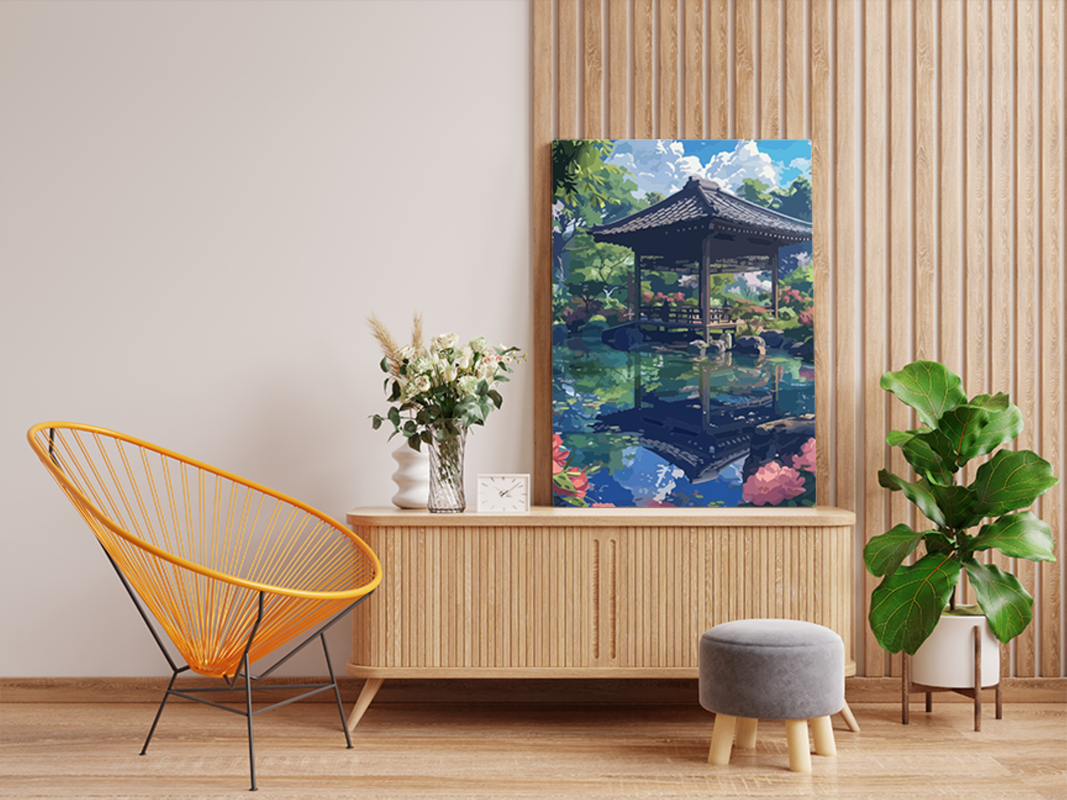 Tranquil Garden Pavilion Paint by Numbers Kit - Image 2