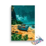 Rainy Shoreline Boats Paint by Numbers Kit