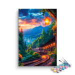 Sunset Mountain Train Ride Paint by Numbers Kit