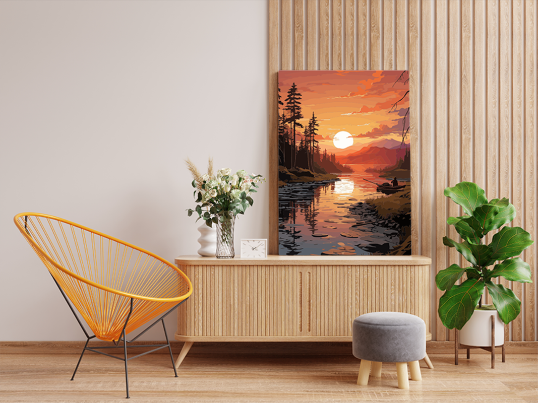 River Sunset Serenity Paint by Numbers Kit - Image 2