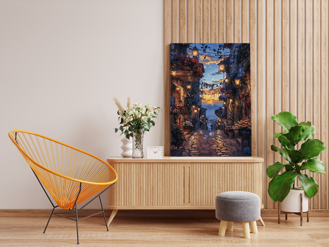 Evening Lantern Street Paint by Numbers Kit - Image 2