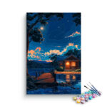 Starlit Cabin by the Lake Paint by Numbers Kit