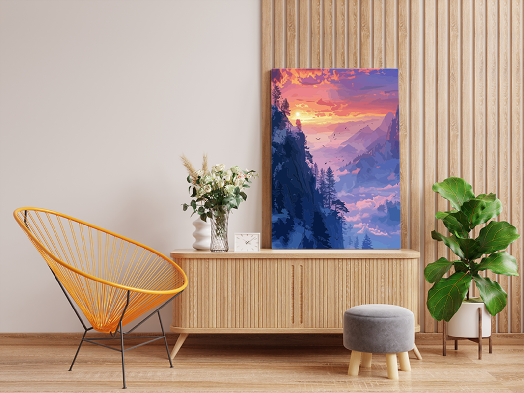 Tranquil Mountain Sunrise Paint by Numbers Kit - Image 2