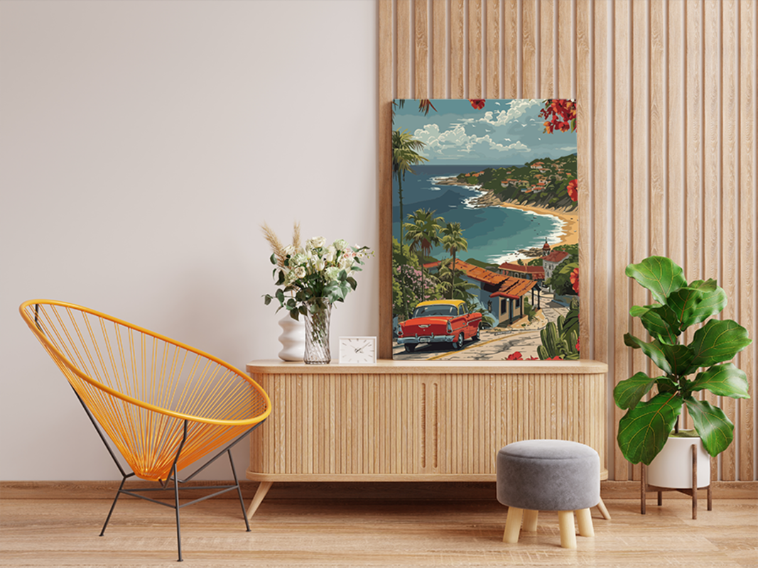 Retro Coastal Drive Paint by Numbers Kit - Image 2