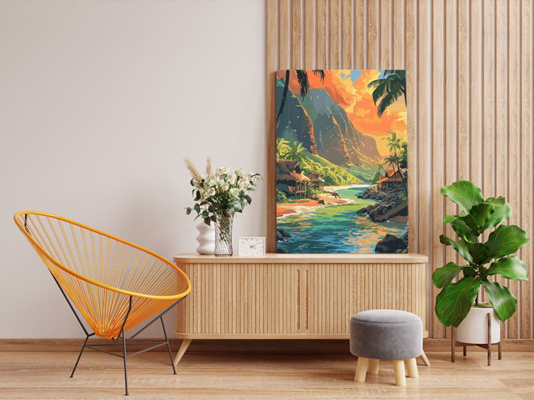 Tropical Sunset Paradise Paint by Numbers Kit - Image 2