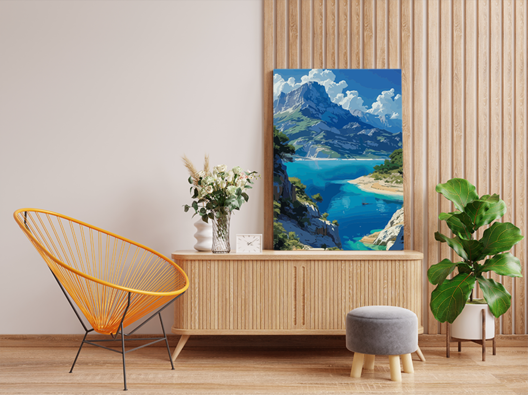 Majestic Mountain with Lake Paint by Numbers Kit - Image 2