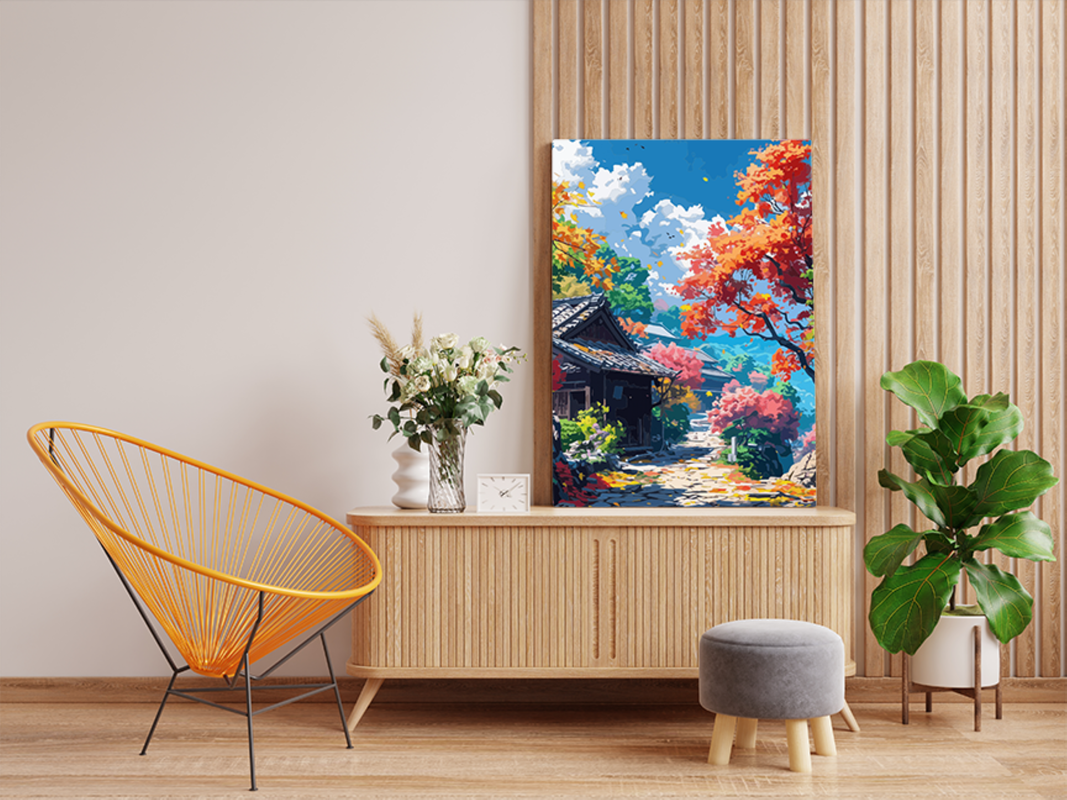 Autumn Village Path Paint by Numbers Kit - Image 2