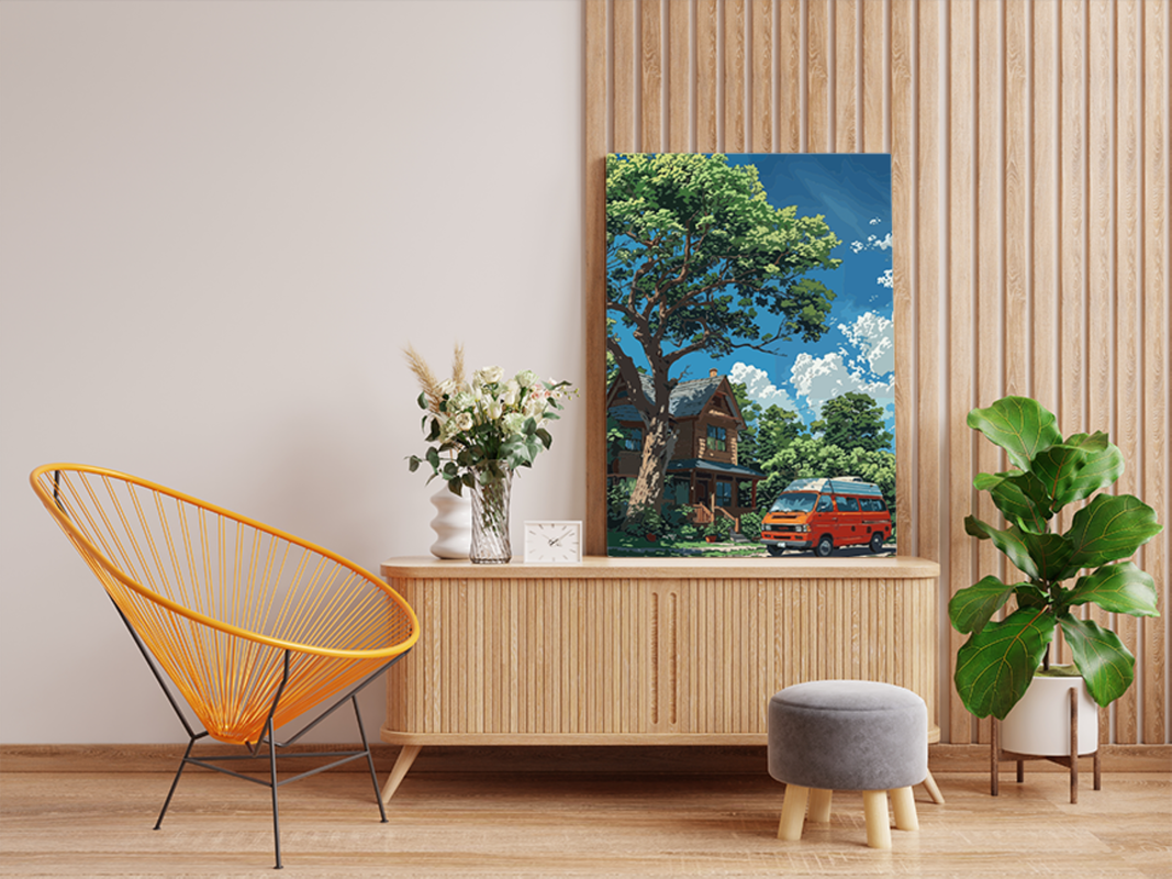 Cozy Cabin with Camper Van Paint by Numbers Kit - Image 2