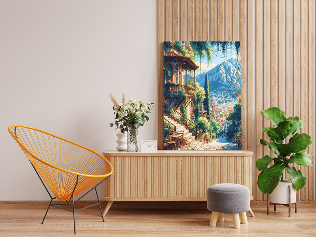 Serene Mediterranean Village Paint by Numbers Kit - Image 2