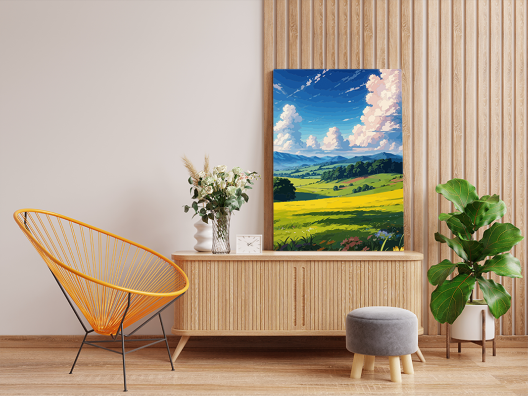 Golden Fields and Blue Sky Paint by Numbers Kit - Image 2