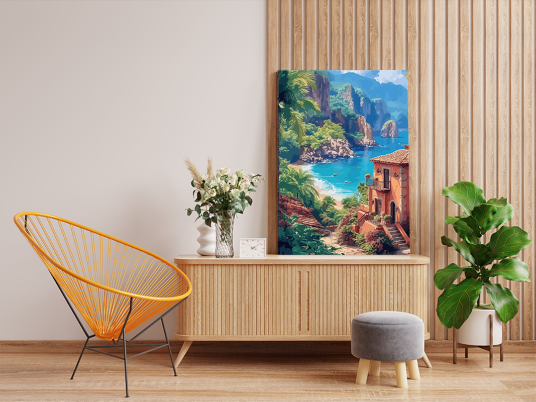 Seaside Cliffs and Villa Paint by Numbers Kit - Image 2