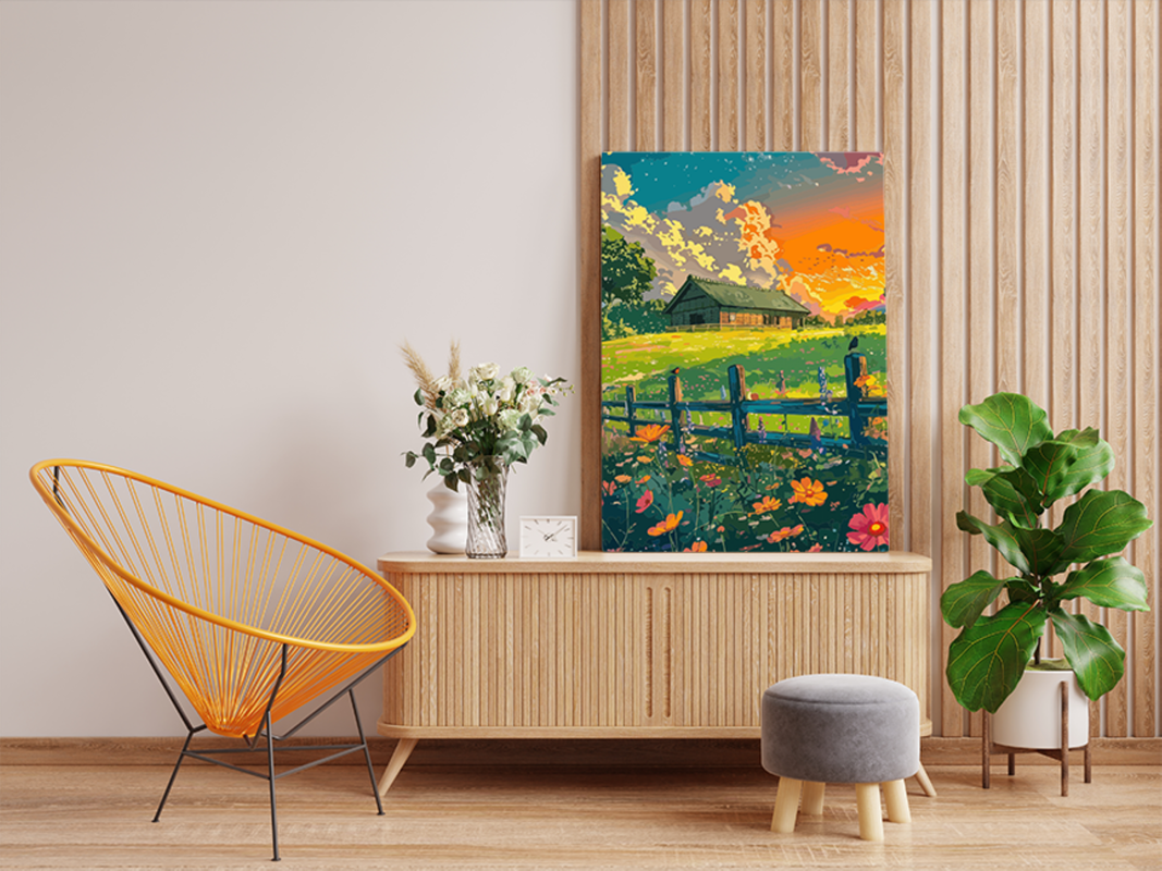 Sunset Cottage in Bloom Paint by Numbers Kit - Image 2