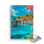 Seaside Mediterranean Village Landscape Paint by Numbers Kit