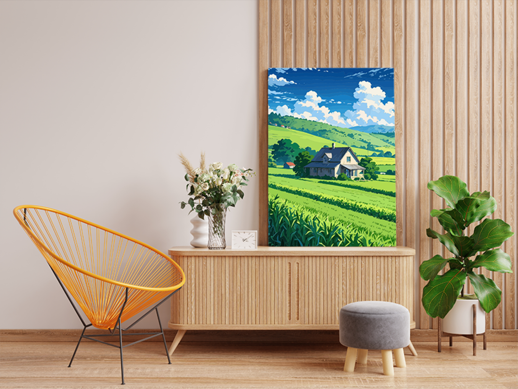 Countryside Farmhouse Landscape Paint by Numbers Kit - Image 2