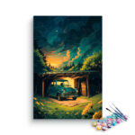 Vintage Car Forest Sunset Paint by Numbers Kit