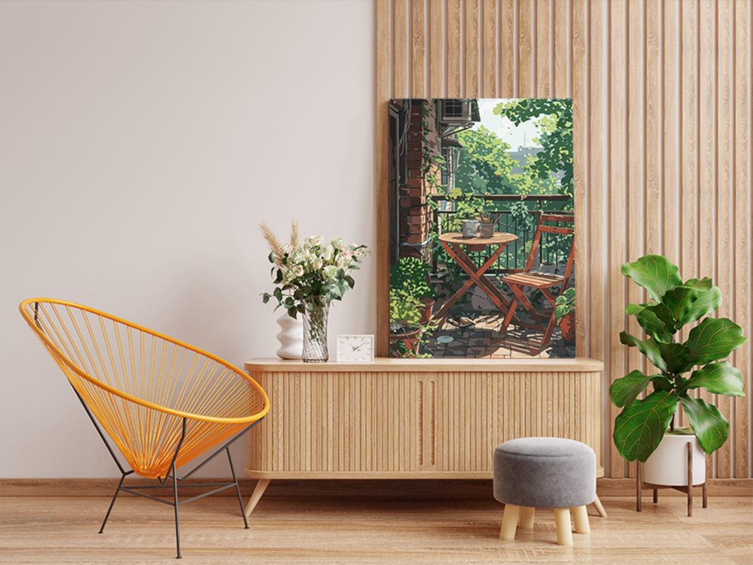 Cozy Balcony Garden Paint by Numbers Kit - Image 2