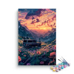 Mountain Adventure Sunset with SUV Paint by Numbers Kit