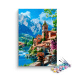 Charming Village by the Mountains Paint by Numbers Kit