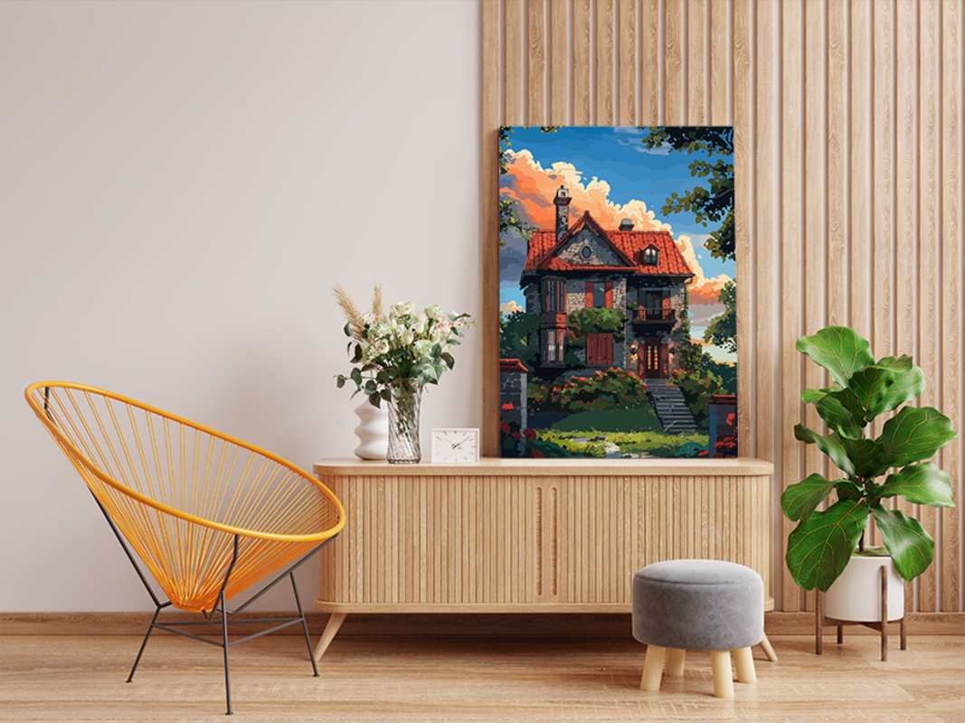 Charming Vintage Villa Paint by Numbers Kit - Image 2