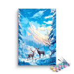 Winter Forest Deer Scene Paint by Numbers Kit