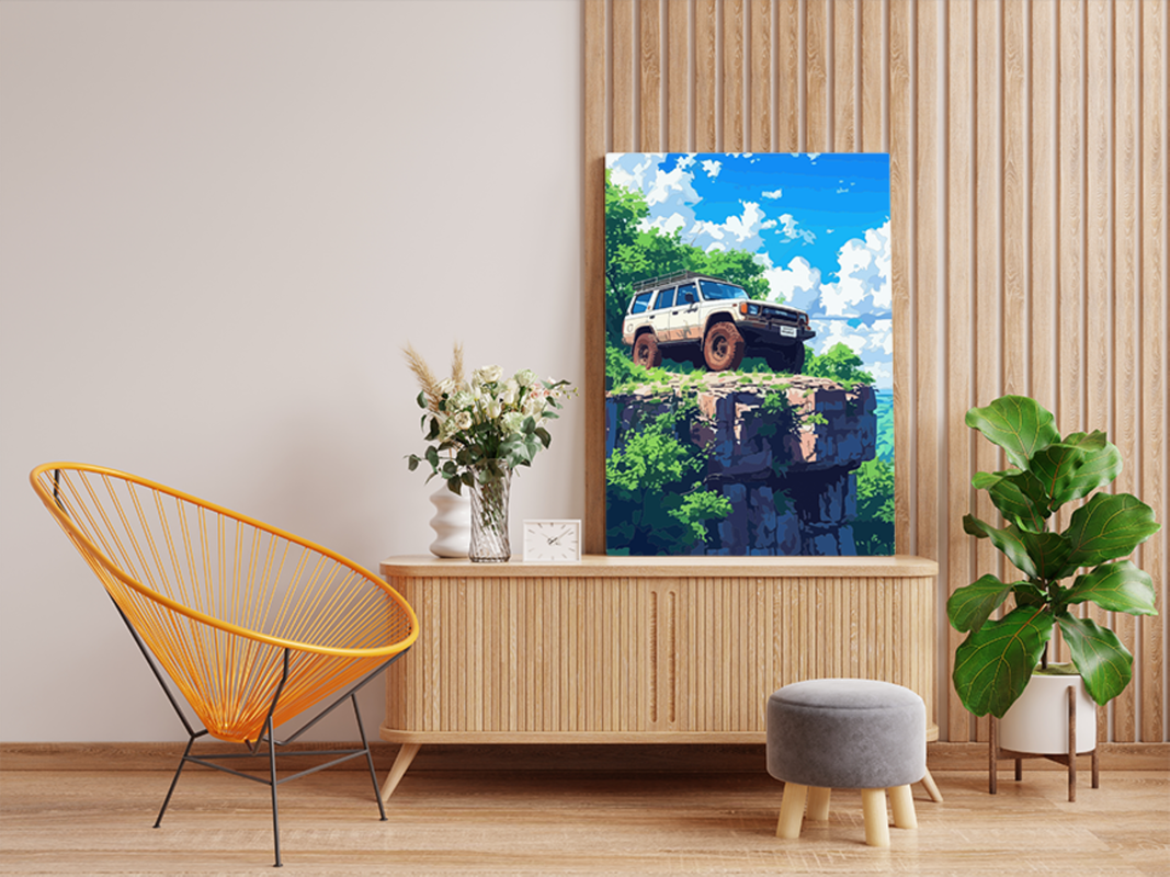 Off-Road Adventure SUV on Cliff Paint by Numbers Kit - Image 2