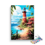 Tropical Lighthouse by the Sea Paint by Numbers Kit