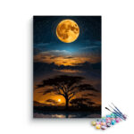 Full Moon Over African Tree Paint by Numbers Kit