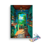Sunlit Kitchen with Garden View Paint by Numbers Kit