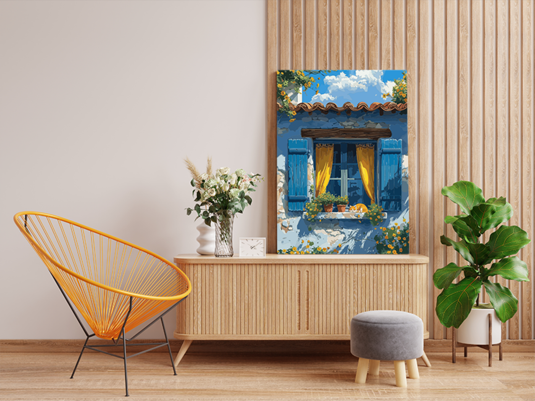 Charming Window with Cat and Flowers Paint by Numbers Kit - Image 2