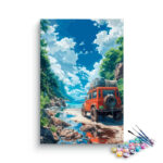 Off-Road Adventure with Red SUV Paint by Numbers Kit