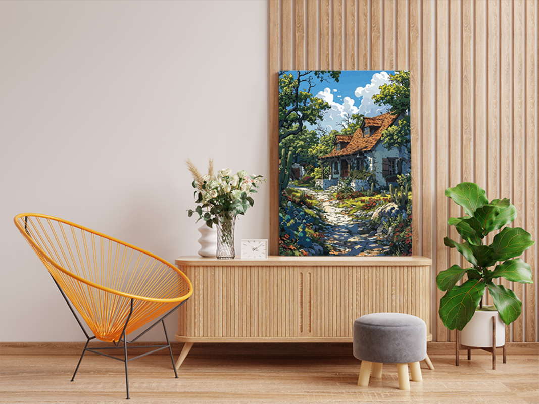 Rustic Cottage with Garden Path Paint by Numbers Kit - Image 2