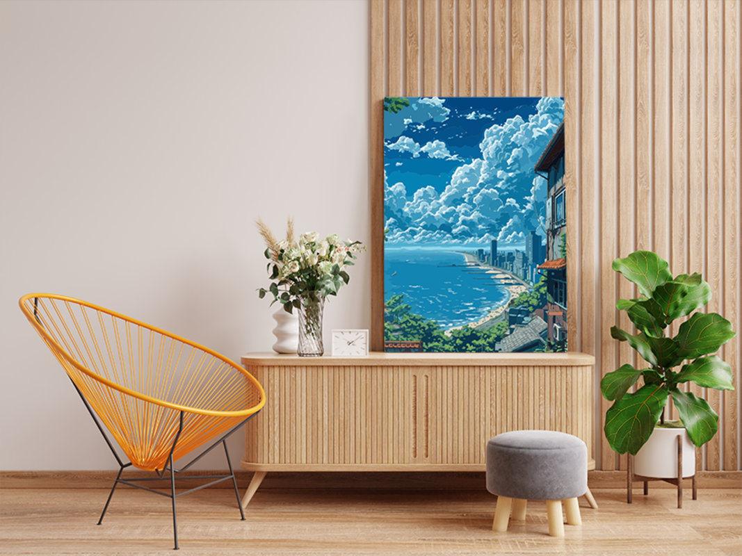 Seaside Cityscape Paint by Numbers Kit - Image 2